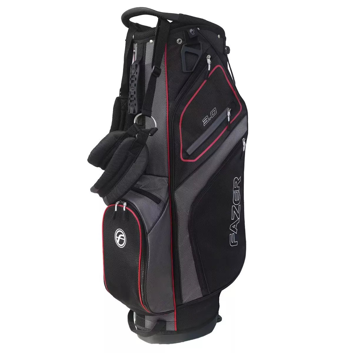 Fazer 3.0 Lightweight Golf Stand Bag – Black/Red (6 Divider)